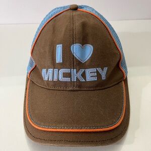 DISNEY WORLD Mickey Mouse Adult Hat One Size Brown Blue Mesh Trucker Cap
